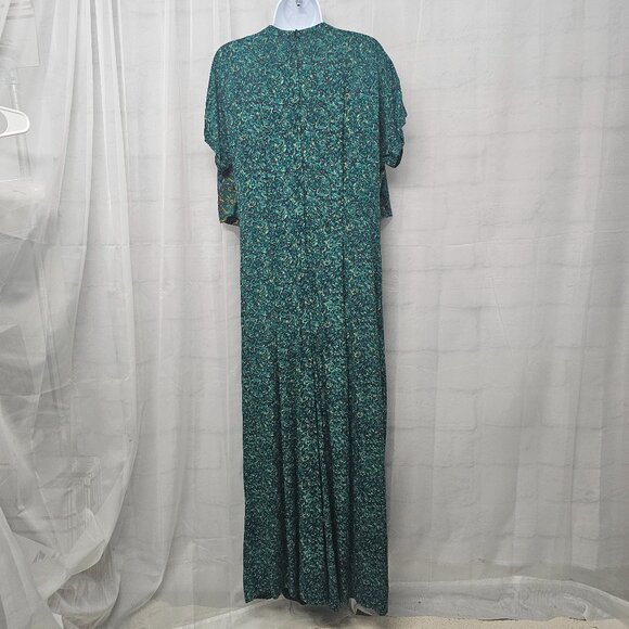 Vintage Carole Little Green Palazzo Jumpsuit Paisley Layered Beaded Boho 10 - Picture 7 of 9